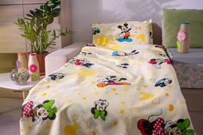 Lenjerie bumbac neted pat 2-8 ani in 3 piese cu Mickey&Minnie pentru saltele 140x70cm - ASC3999