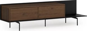Comodă TV Zenar 200 cm cu picioare metalice - nuc elegant / negru