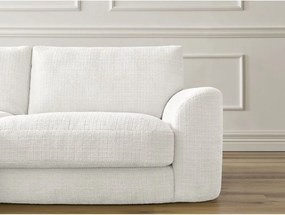 Colțar alb cu tapițerie din chenille (cu colț pe partea stângă/cu șezlong) Leonore – Bobochic Paris