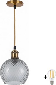 BRILAGI -LED Lustră pe cablu RETRO GLASS 1xE27/60W/230V Ø 18 cm auriu/gri fumuriu