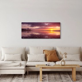 Tablou -  Plajă la apus de soare (120x50 cm)