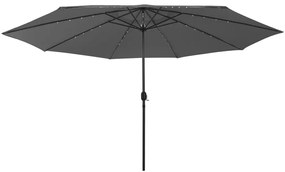 vidaXL Umbrelă soare de grădină cu LED-uri, antracit, 400 cm