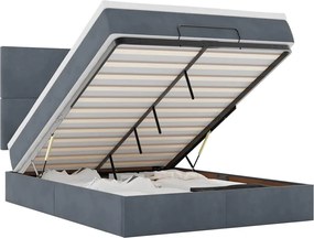 vidaXL Cadru de pat otoman cu saltele Gri închis 140x200cm catifea
