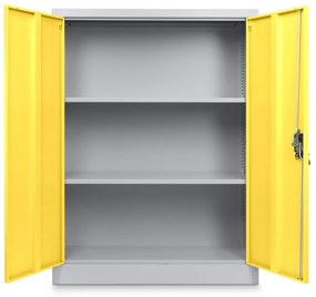 Dulap metalic universal mediu, 90 x 40 x 120 cm, încuietoare cu cilindru, galben - ral 1023
