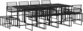 vidaXL Set mobilier de grădină, 13 piese, negru, poliratan