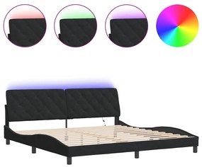 3213875 vidaXL Cadru de pat cu lumini LED, negru, 200x200 cm, catifea
