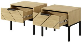 Set 2 buc. noptiere Versaccio D (Stejar scandi + Negru). 1071405