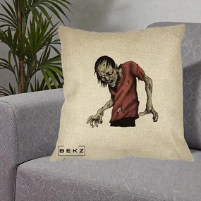 Perna Decorativa Halloween Zombie Infricosator, 40x40 cm, Crem, Husa Detasabila, Perna Inclusa, BEKZ®