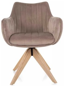 Scaun de bucătărie Azalia D Velvet, bej / stejar