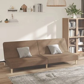 337278 vidaXL Canapea extensibilă cu 2 locuri, maro, textil