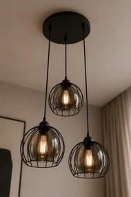 Lustră pe cablu SOLO BLACK 3xE27/60W/230V d. 30 cm