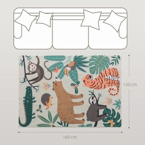 HOMCOM Covor plușat cu Model de Jungle, uşor de întreţinut, Crem + Multicolor | Aosom Romania