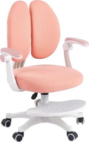 RESIGILAT- Scaun ergonomic pentru copii, spatar reglabil, suport picioare reglabil, rotativ, Roz