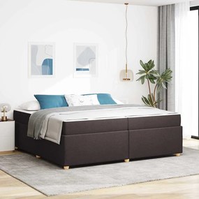 vidaXL Cadru de pat cu saltea Maro închis 200 x 200 cm țesătură