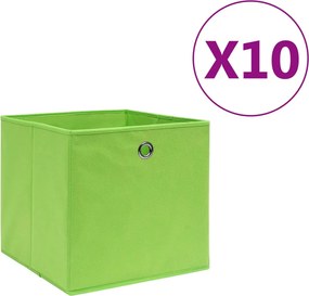 vidaXL Cutii depozitare, 10 buc., verde, 28x28x28 cm, material nețesut