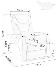Scaun reclinabil Kronos Velvet, gri