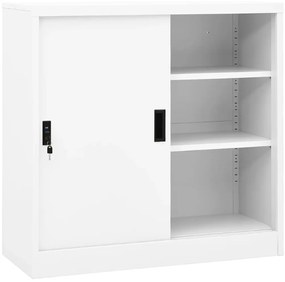 vidaXL Dulap de birou cu ușă glisantă, alb, 90x40x90 cm, oțel