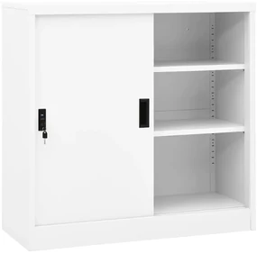 vidaXL Dulap de birou cu ușă glisantă, alb, 90x40x90 cm, oțel