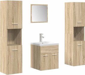 vidaXL Set mobilier de baie, 5 piese, stejar sonoma, lemn prelucrat