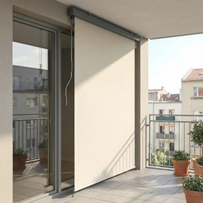 Outsunny Copertină Rulabilă de Exterior Anti-UV cu Carcasă din Aluminiu și Manivelă, Copertină de Soare din Poliester, 250x160 cm, Alb Crem | Aosom Romania