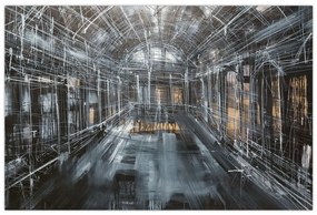 Tablou cu u interiorul clădirii vechi (90x60 cm)