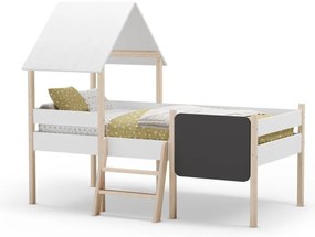 Pat pentru copii alb de tip casă/înalt din lemn de pin 90x190 cm Mint – Marckeric