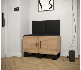 Set mobilier pentru hol Amanda 19 (Stejar artisan + piele ecologică Negru). 1086027