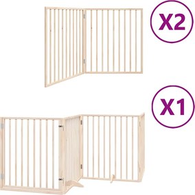 vidaXL Poartă de câini pliabilă cu ușă, 8 panouri, 640 cm, lemn plop