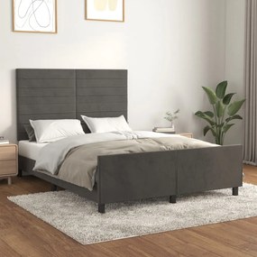 vidaXL Cadru de pat fără saltea, gri închis, 140x190 cm, catifea