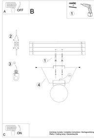 Plafonieră neagră cu abajur din sticlă ø 12 cm Umerta – Sollux