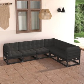 3076788 vidaXL Set mobilier de grădină cu perne, 6 piese, lemn masiv de pin