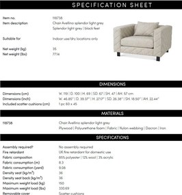 Fotoliu design LUX Avellino, Splendor light grey