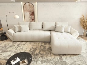 Colțar extensibil dumonde cu ladă de depozitare si sezut confortabil din spuma high-density, Berlin XL Euphoria Ivory 350x185 cm II