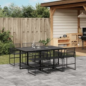 vidaXL Set mobilier de grădină, 7 piese, negru, poliratan