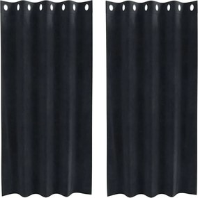 vidaXL Perdele opace 2 pcs Negru 140 x 175 cm Catifea