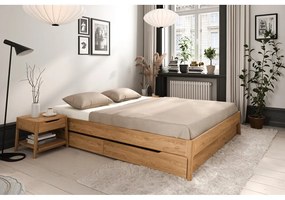 Pat matrimonial în culoare naturală din lemn de stejar 200x200 cm Twig – The Beds