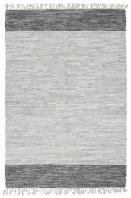 Covor Chindi tesut manual, gri, 120 x 170 cm, piele Gri, 120 x 170 cm