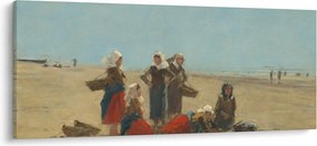 Tablou - Eugène Boudin, Women on the Beach at Berck, reproducere (120x50 cm)