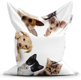 Sac de șezut Classic cățeluși și pisicuțe - pentru copii, bej / alb