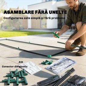 Outsunny Mini Seră cu 3 Rafturi, 2 Uși Rulabile, Seră pentru Grădină cu Cadru din Oțel și Acoperire din Plastic pentru Plante, Legume, Flori, Fructe, Anti UV, 143x45x151 cm, Transparentă | Aosom Romania