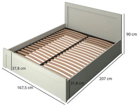 Pat matrimonial 160 cm Kodro (cașmir + stejar evoke) (cu somieră) (cu sp. depozitare). 1116948