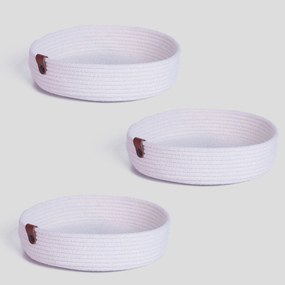 Set 3 cosuri JUT04002327D, alb, bumbac, 30x30x5 cm