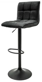 Set 2 scaune bar ajustabile Modena gri inchis din micorofibra si cadru metalic, 90-115 cm