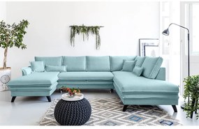 Canapea extensibilă în formă de „U” cu șezlong pe partea dreaptă Miuform Charming Charlie, albastru deschis