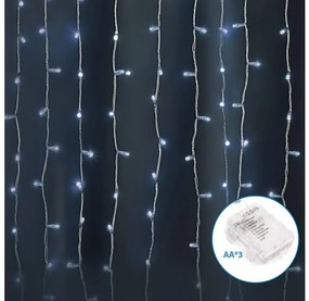 Instalație LED de Crăciun de exterior Aigostar 300xLED/8 funcții 3xAA 6x2m IP44 alb rece