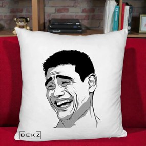 Perna Decorativa Yao Ming Meme, 40x40 cm, Alb Pufos, Husa Detasabila, Perna Inclusa, BEKZ®