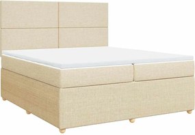 vidaXL Pat box spring cu saltea, crem, 200x200 cm, textil