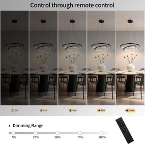 Brilagi-LED Lustru dimabil suspendat pe cablu TWISTER, LED/48W/230V, Ø 50 cm, negru + telecomandă