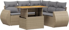 vidaXL Set canapele de grădină cu perne, 6 piese, bej, poliratan