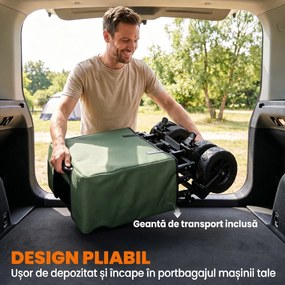 Outsunny Cărucior de Exterior Pliabil, Rezistent pentru Camping, cu Ușă în Spate Deschidere și Maner Telescopic | Aosom Romania